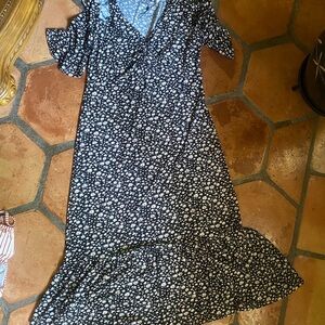 Floral Black and White Women's Dress